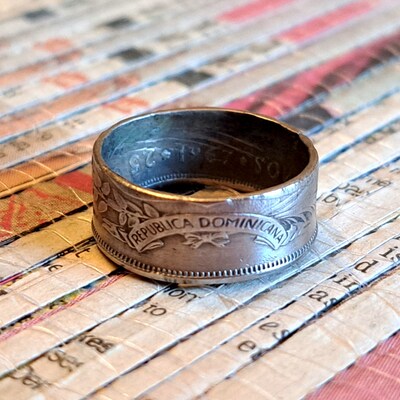 DOMINICAN REPUBLIC Coin Ring Made With Genuine Foreign Coin Central America Island Jewelry Gift Unique Cultural Jewelry Wedding Anniversary - image2
